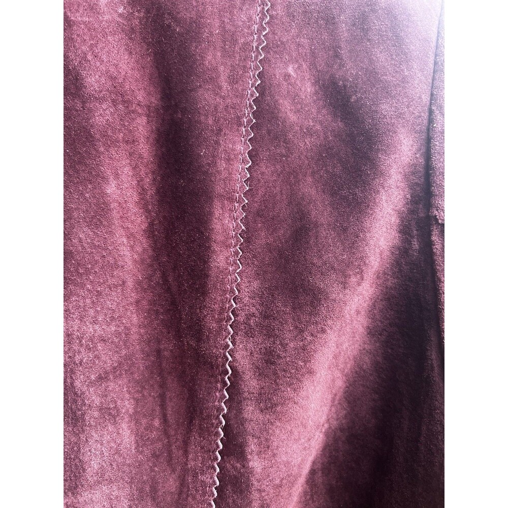 Vintage 90s Allan Denis Burgundy Suede 100% Leather Blazer Jacket Women’s M - Picture 8 of 16
